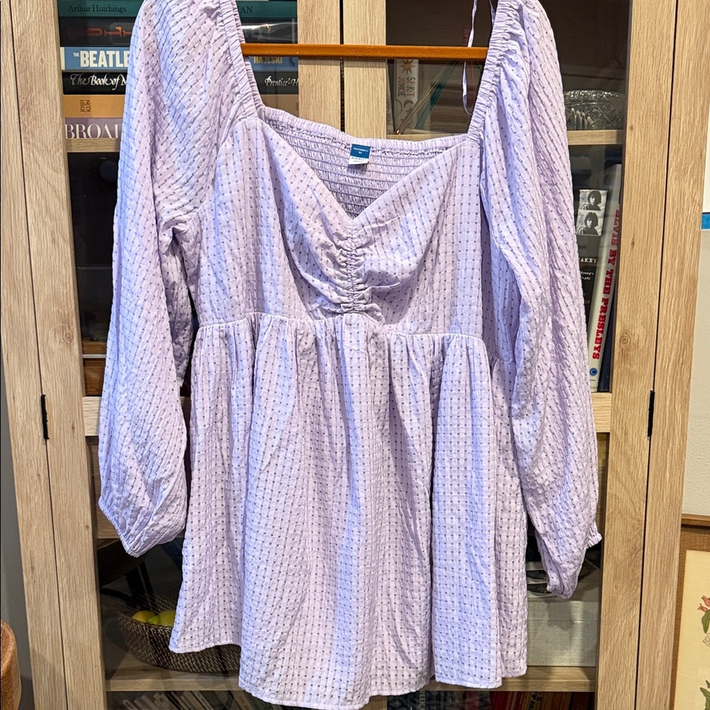Lavender Long Puff Sleeve Blouse